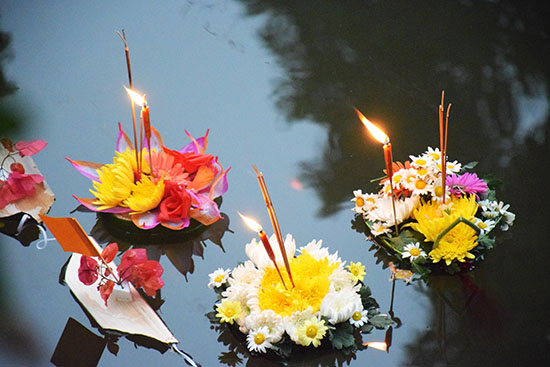 一盏盏顺水而行的水灯承载着师生美好的希冀